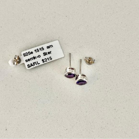 Sterling silver 925 Amethyst earrings - Picture 5 of 8